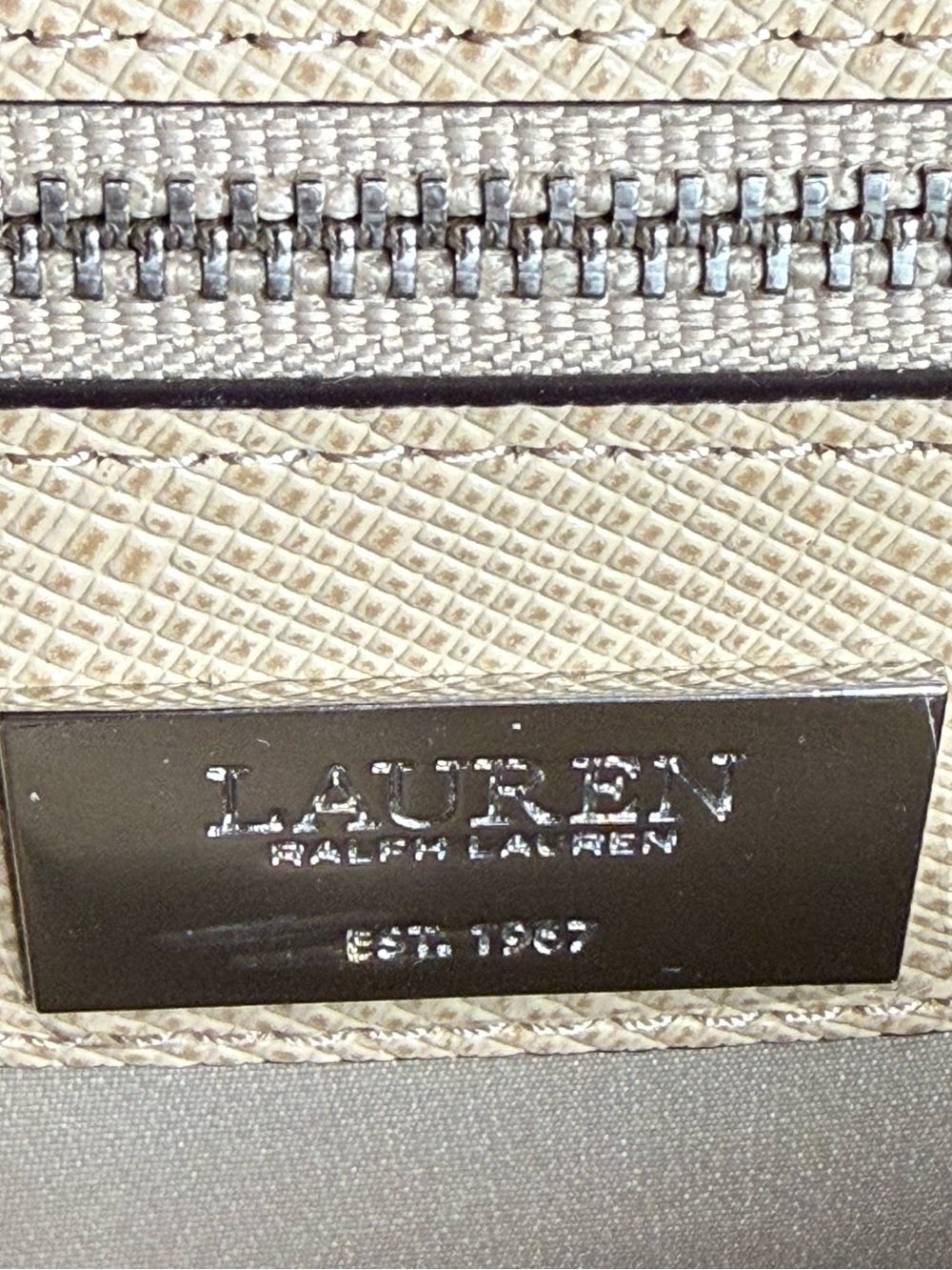 Ralph Lauren Beige Top-Handle Leather Satchel with RL Monogram - Picture 4 of 13